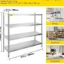 Storage Shelf, 4-Tier Stainless Steel Shelving, Storage Shelving Unit, 70.9 x 17.7 x 59.1 Inch Heavy Duty Storage Rack Shelving, 1320 Lbs Total Capacity Image 6
