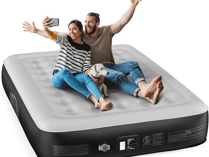 Air Bed, Inflatable Mattress, King Airbed with Built-in Electric Pump, Portable Comfort Blow Up Bed in 3 Mins Self-Inflation with Carry Bag for Camping,Travel & Guests,Home -203x152x33cm
