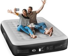 Air Bed, Inflatable Mattress, King Airbed with Built-in Electric Pump, Portable Comfort Blow Up Bed in 3 Mins Self-Inflation with Carry Bag for Camping,Travel & Guests,Home -203x152x33cm
