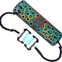 Push Up Board Training Board with Colour Coded Elastic Bands Included Muscle Strengthening Foldable Unisex Beginners Home Travel