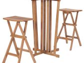3 Piece Folding Bar Set Solid Teak Wood