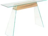 Console Table MDF and Glass 120x30x76 cm Oak Colour