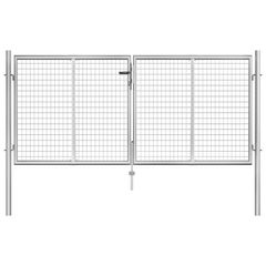 Garden Gate Galvanised Steel 306x150 cm Silver