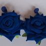 Realistic Navy Extravagant Rose with Raffia Woven Stud Earrings Image 10