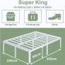 Super King Bed Frame 46 cm High with Rounded Corners, Heavy Duty Metal Bed Frames 6ft Image 9