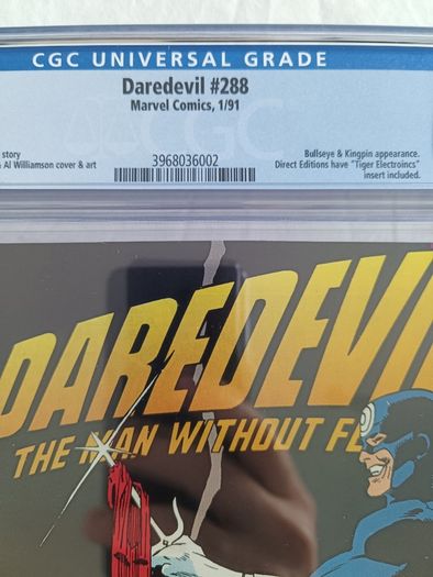 Daredevil Issue 288 CBCS / CGC 9.4 Bullseye Certified Graded Comic Framed  DC Marvel