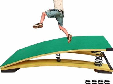 Gymnastics Springboard for Kids Vaulting Training Fitness Playing, Portable Curved Spring Board, Hard Wood Practice Equipment, Elastic Board for Home Room Athletics Training