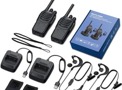 Walkie Talkies Long Range 2Pcs, Walkie Talkies for Adults with Rechargeable Batteries, 2 Way Radio with LED Light Earpieces 16CH Supports VOX Function