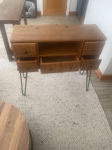 Mid-Century Style Wooden Console / Side Table with Drawers