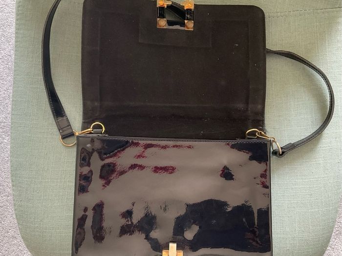 Vintage 80s French black patent bag