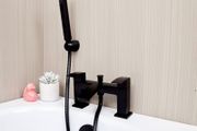 Waterfall Bath Shower Mixer Tap &amp; Shower Set | Matt Black