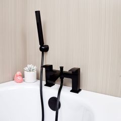 Waterfall Bath Shower Mixer Tap & Shower Set | Matt Black