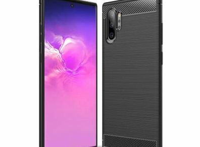 Shockproof Case For Samsung GALAXY NOTE 10 PLUS Carbon Fibre Effect Back Cover