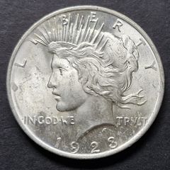 Unc 1923 United States 1 Silver Peace Dollar coin