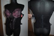 BNWT C&amp;A lingerie black/pink corset size UK12 EU40 cup UK36C EU80C Postage included