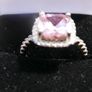 Vintage Solid Sterling Silver 925 and DQCZ Pink Halo Ring Size L1/2 - 3,43g Image 5