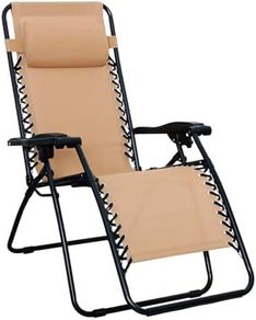 Zero Gravity Relaxing Chair, Lightweight, 112 D x 65 W x 154 H cm, Beige