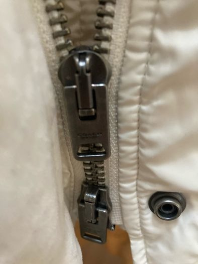 Coach Padded Coat ( cream ) with hood and fur trim ( which can be removed) Size S