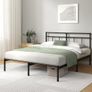 Elias Double Bed Frame Bed 190x135 cm  30cm Height Metal Bed Frame with Headboard  Platform bed frame with steel slat support  Modern Design  Easy Assembly  Black Image 10