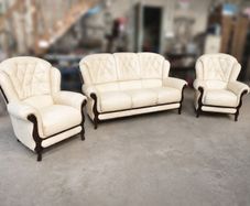 Italian Leather, light cream, 3 piece suite.