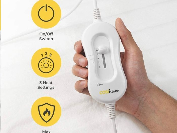Premium Comfort Single Electric Blanket - Control with 3 Heat Settings, Polyester, White (FREE POSTAGE)