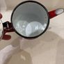 Vintage - Mid Century Red Enamel Coffee Pot with attached lid - 17 cm to lid level Image 3
