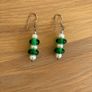 Earrings Earrings - Drop Green and Pearl Beads Image 2