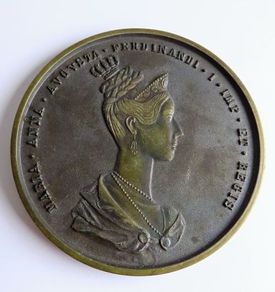 Bronze German Austria Prague Coronation Medal Ferdinand I & Maria Anna Augusta