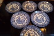 Six Blue/White Churchill Saucers