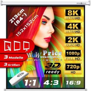 2820 84in (213cm) Manual Projector Screen Home Theater Roller 152x152 cm
