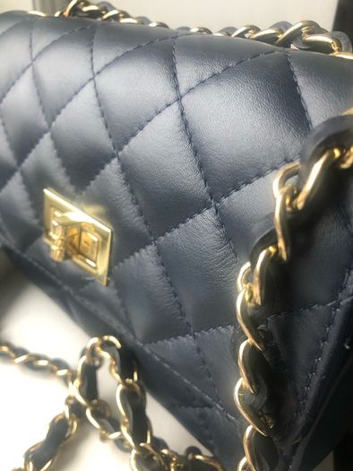 Genuine leather navy bag