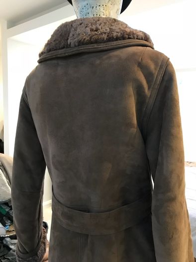 Vintage Ladies Mocklers Genuine Leather Shearling Nor'Easter Long Coat Size UK 8