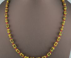 Antique Venetian Style Gabri Eyes & Venetian WhiteHeart Glass Beads Necklace