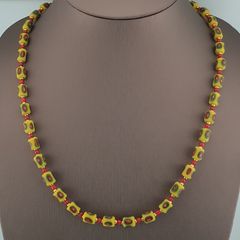 Antique Venetian Style Gabri Eyes & Venetian WhiteHeart Glass Beads Necklace