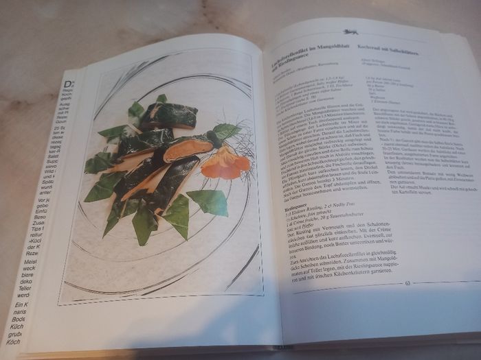 3 hardback books on cooking, 1 French, 2 in German, D18 post 16e