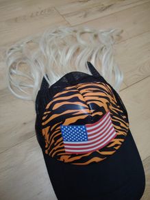USA  Hat with Attached Blonde Hair Exotic Wig