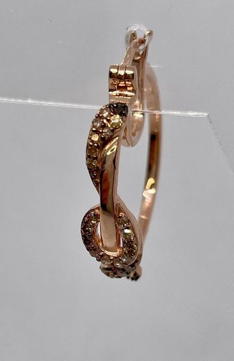 Champagne Diamond, Black Diamond J Hoop Half Hoop Earring