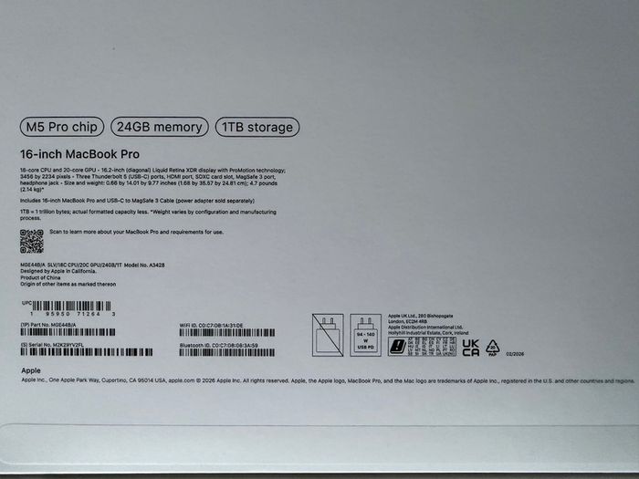 Apple MacBook Pro 2026 16in M5 Pro 24GB 1TB - Silver