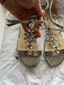 Jimmy  Choo crystal silver sandal size 4 /37