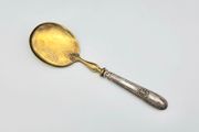 Antique 1800s Swiss Large Cream Spoon with Silver Handle