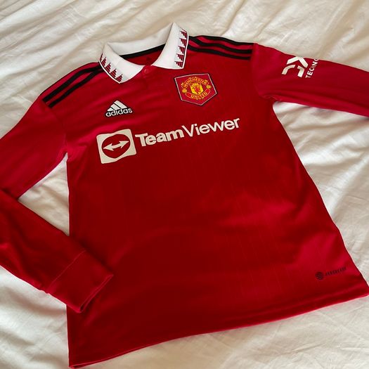 2022 2023 Manchester United Man Utd Red genuine Long Sleeve Home Shirt CASEMIRO 18 Junior