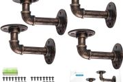 4Pcs Pipe Shelf Brackets Industrial Tube Rack Pipe Brackets for Book Shelf Rustic Floating Shelves for Scaffold Board