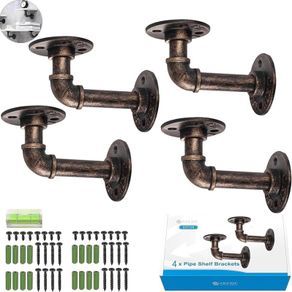4Pcs Pipe Shelf Brackets Industrial Tube Rack Pipe Brackets for Book Shelf Rustic Floating Shelves for Scaffold Board