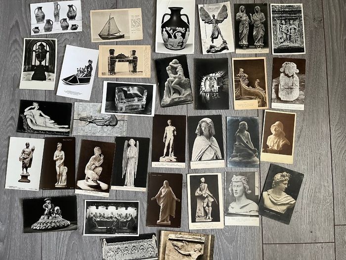 Vintage postcards of statues & artwork x 38. 3 for 1 euro or 10 quid the lot