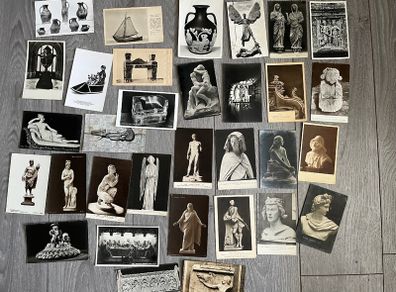Vintage postcards of statues & artwork x 38. 3 for 1 euro or 10 quid the lot