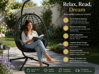 main image for ad Hanging Egg Chair with Stand  Foldable Poly Rattan Swing Chair with Cushions