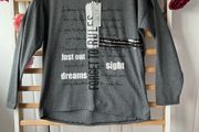 Bnwt Elie charcoal grey embelished top one size long sleeve top