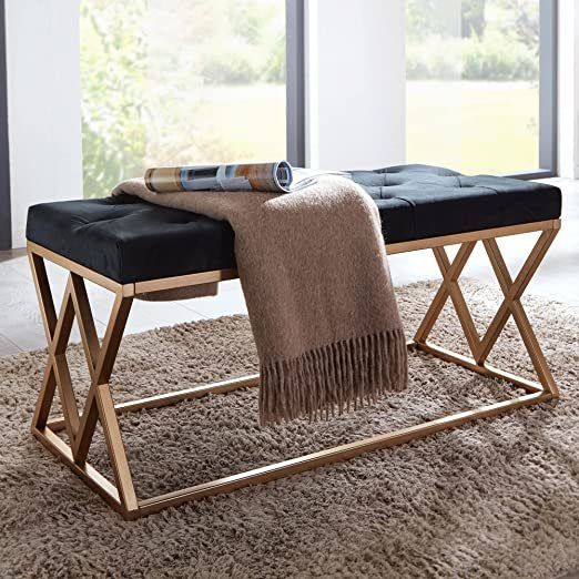 Bench Velvet Chesterfield Black / Gold