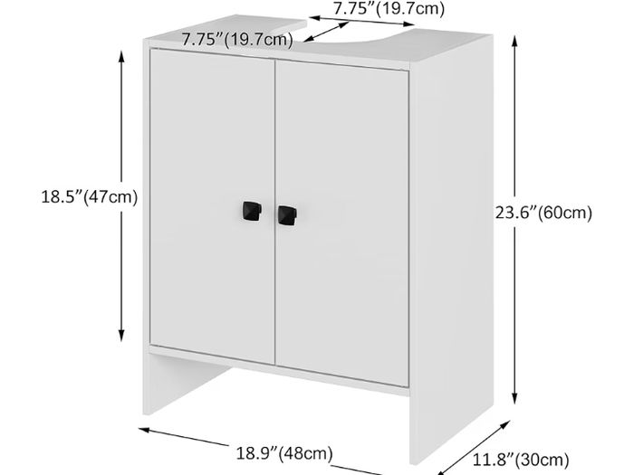 Bathroom Vanity Unit Storage Cabinet Under Basin,48 x 30 x 60cm,White  Cupboard Wash Stands, Vanity Units Space Saving Open Compartment ,Adjustable Shelf Addition To Your Home