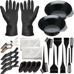 24 Pcs Hair Dye Coloring Kit, Hair Tinting Bowl, Dye Brush, Ear Cover, Shawl, Gloves, Hair Clip for Hair Tint Dying Coloring Hair Dryers Hair Dye Tools Set (FREE POSTAGE)